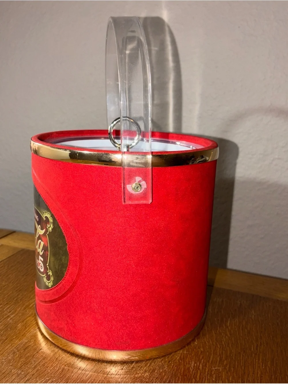 Coca-Cola Red and Gold Retro Ice Pail with Clear Handle